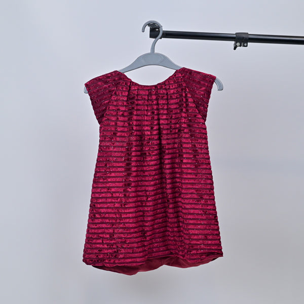 Girls Top Dress Valvet Beeds