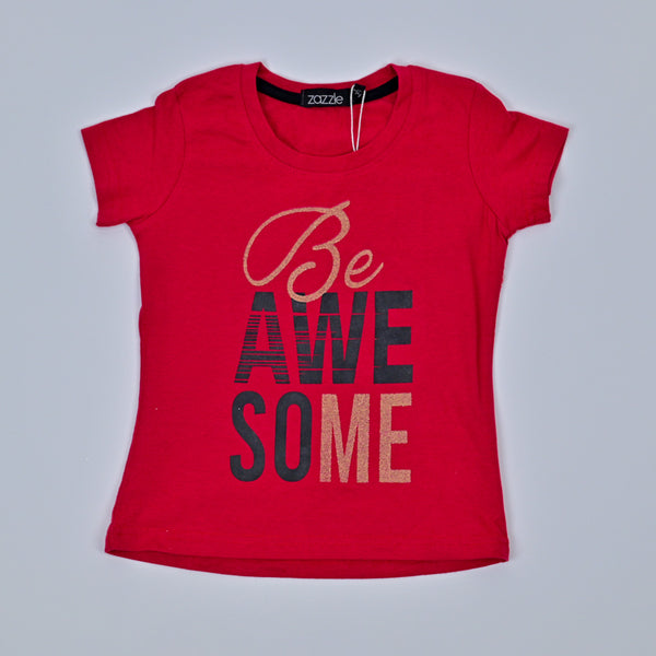 T-Shirt Girl Be Awesome Red