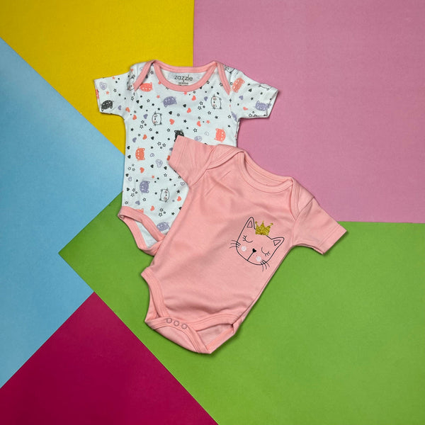 Kids Short Sleeve Body Suit Romper Pack Of 2 sku05990 ghuf