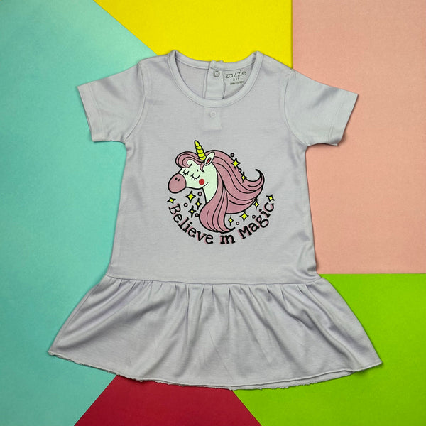 Girls Frock Front Unicorn ghuf