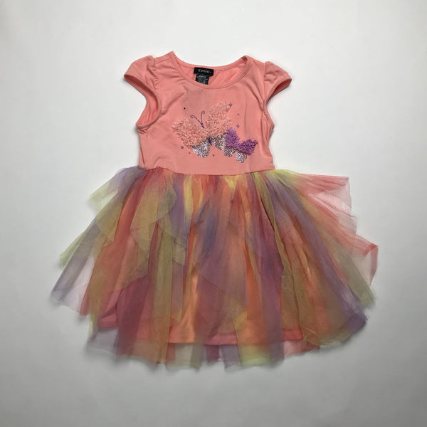 Girls Frock Butterfly Net Multi sku05076