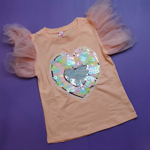 Girls T Shirt Heart Flowers YI U Cool sku05097