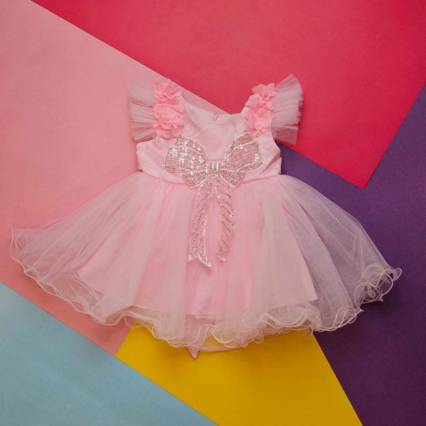 Girl Fancy Frock Bow Shimmer Net Timi Baby M801012 sku05122