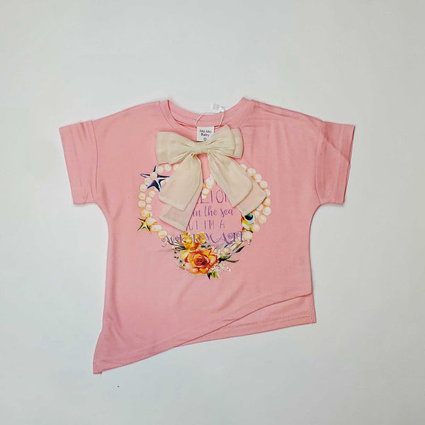 Girl T Shirt Bow Heart Momo Baby sku05391