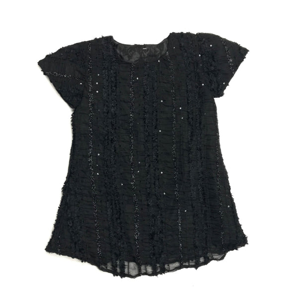 Girls Top Shimmer Seq Lines Black sku05135