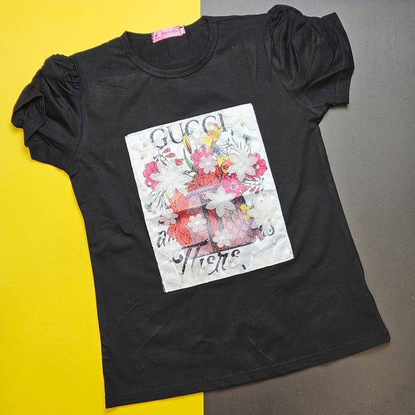 Girl T Shirt Flowers Gucci YI U Cool sku05103